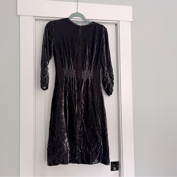Toast Silk Velvet Shirred Dress NWT Persian Grey 6 - Picture 2 of 7
